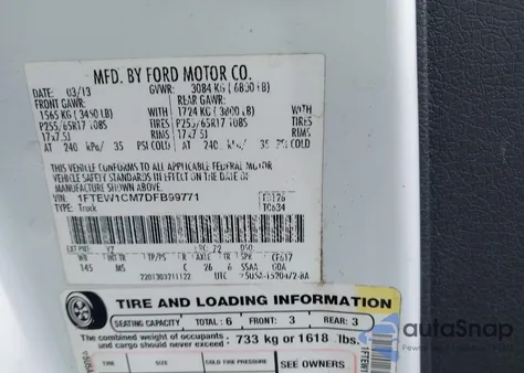 2013 Ford F-150 Xlt z USA, uszkodzony, nr VIN 1FTEW1CM7DFB99771